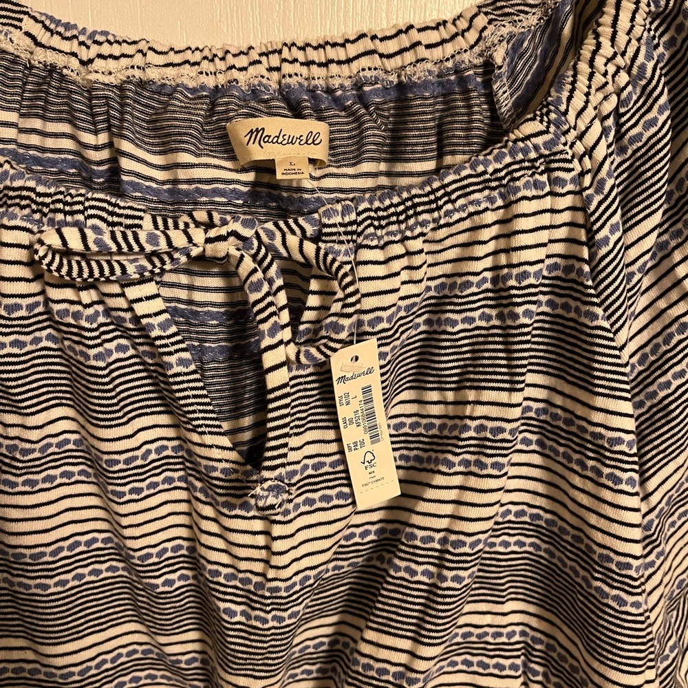 NWT Size XL Madewell Jacquard Keyhole Crop Top in Tranquil Ocean - Picture 8 of 11